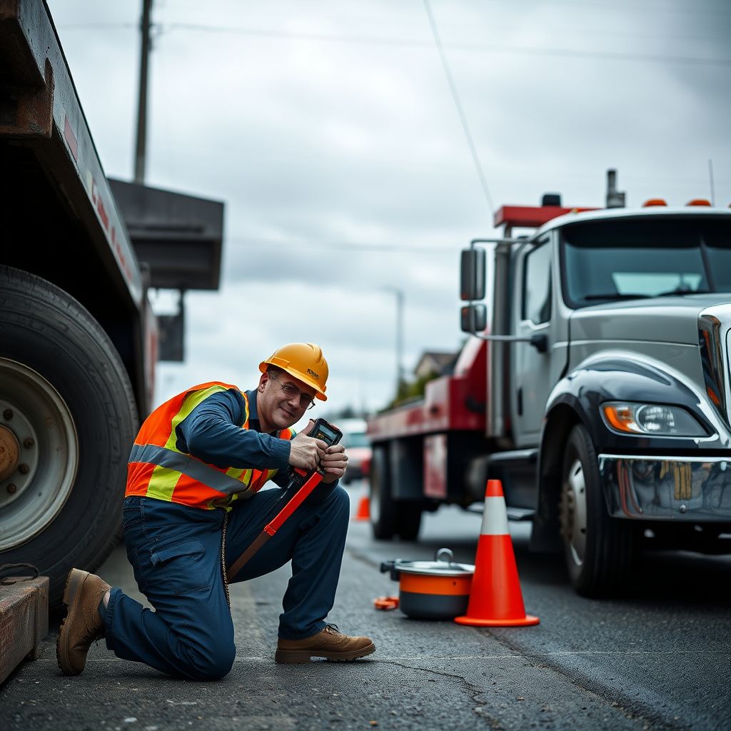 A Cheap Towing Victoria operator safely securing a vehicle onto a flatbed tow truck on a clear day in Esquimalt, BC.